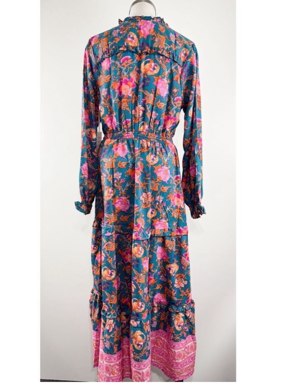 Boemo x Anthropologie Vibrant Floral Paisley Long Sleeve Maxi Dress - Picture 7 of 14